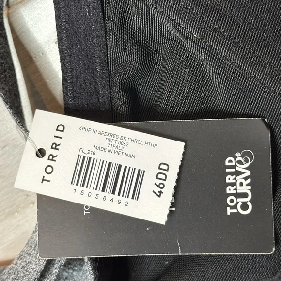 TORRID CURVE XO PUSH UP PLUNGE BRA 46DD CHARCOAL LACE UP SEXY SUPPORT **NWT** - Picture 9 of 10